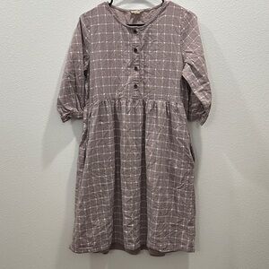 Cottagecore Hidden Alley Lavender 100% cotton prairie grid dress medium cabin